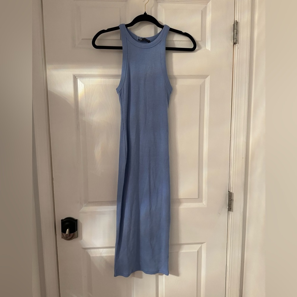 NWT Zara Midi Dress in Light Blue size s